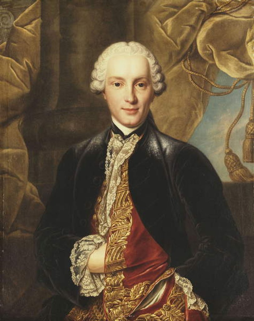 Detail of Portrait of a Gentleman, half-length, Wearing a Grey Jacket by Louis M. Tocque