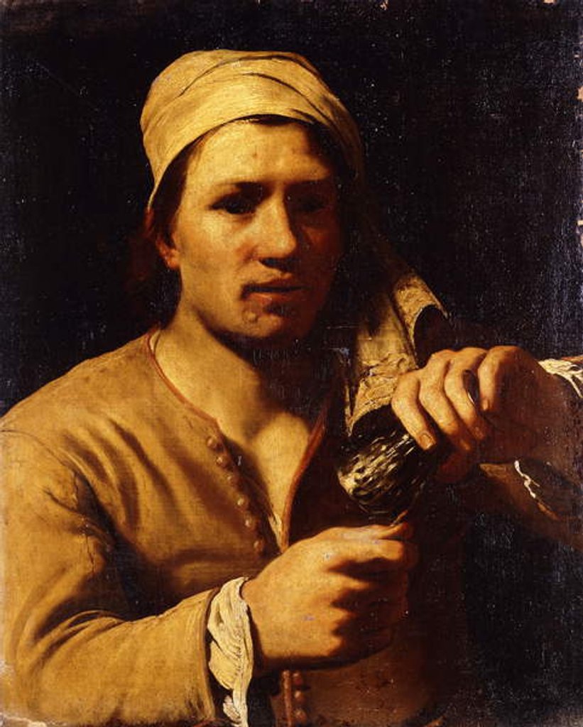 Detail of A Young Man in a Turban holding a Roemer: The Fingernail Test by Michael Sweerts