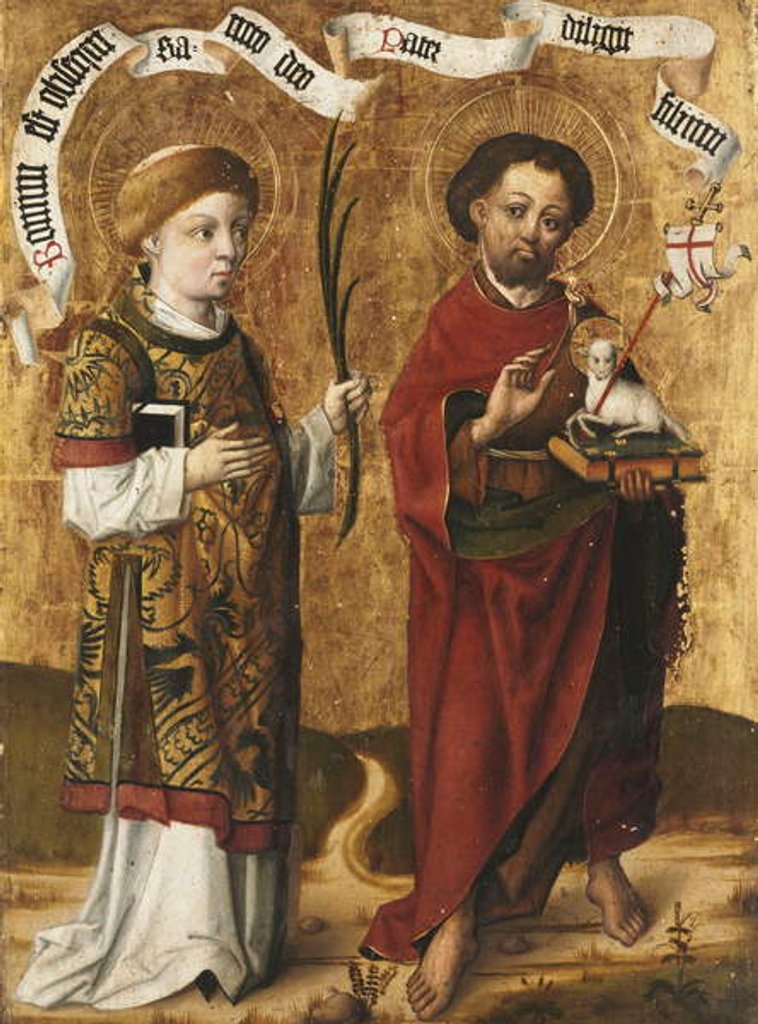 Detail of Saints Stephen and John the Baptist by Master of Liesborn (circle of)