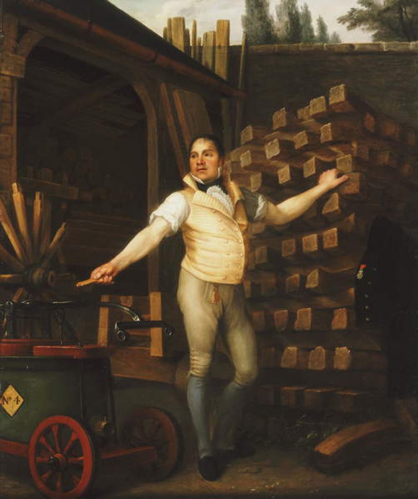 Detail of A Wheelmaker with a Fire Engine in a Yard, 1812 by Alexandre François Louis de Girardin