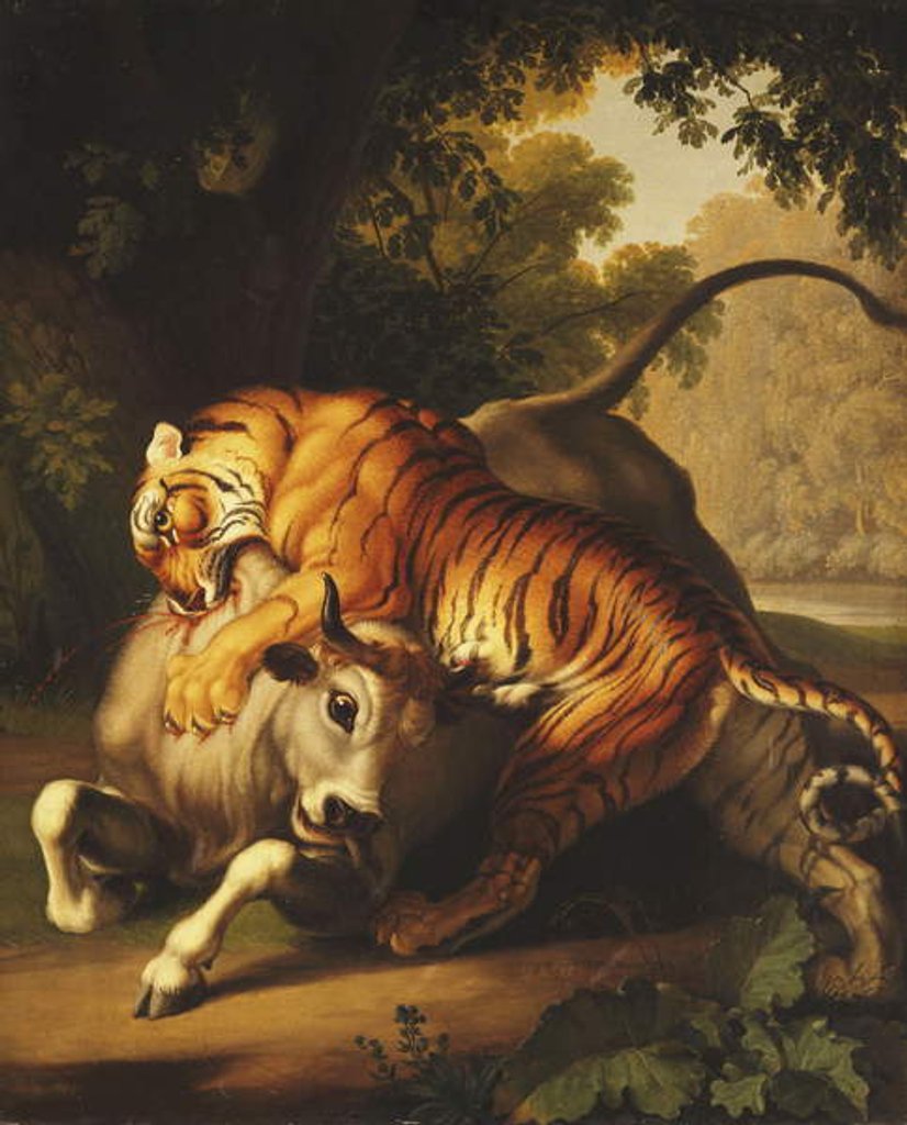 Detail of A Tiger attacking a Bull, 1785 by Johan Wenzel Peter