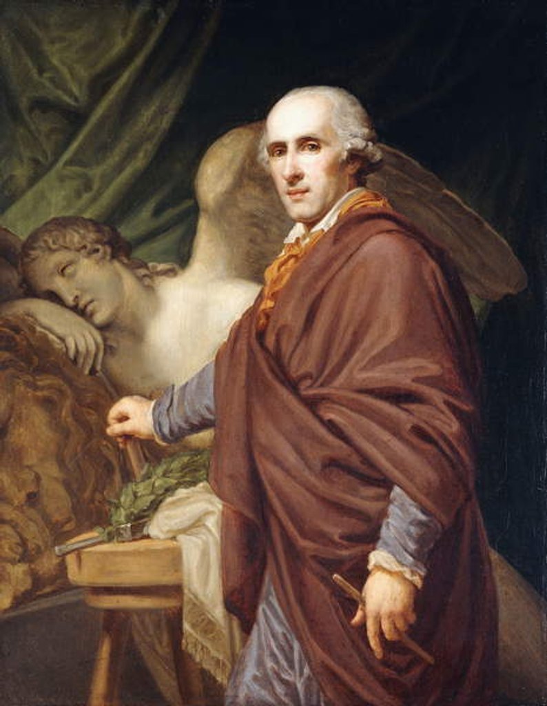 Detail of Portrait of Antonio Canova, three-quarter length, in brown robes by Johann Baptist I Lampi