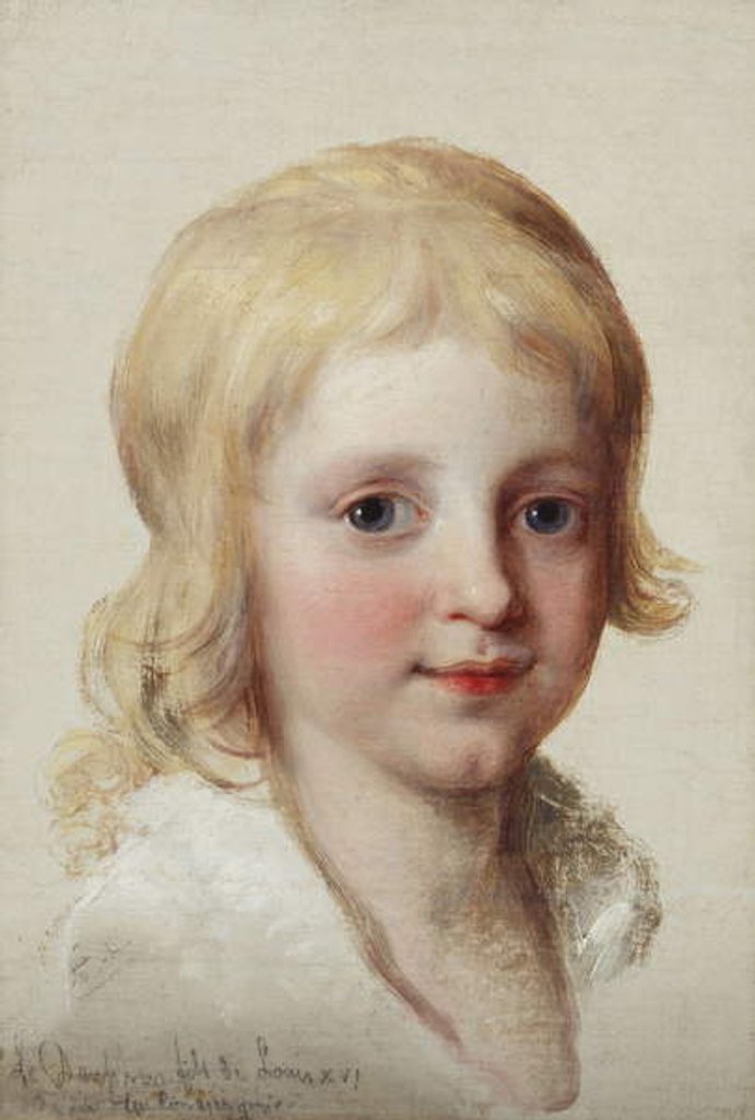 Detail of Portrait study of Francesco, Crown Prince of Naples, as a boy, head and shoulders, by Angelica Kauffman