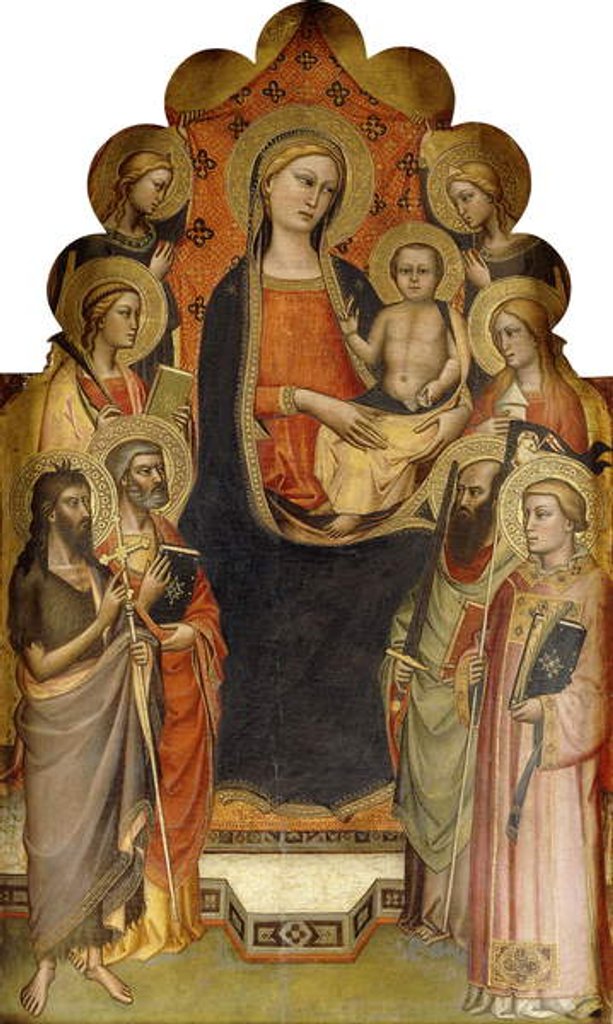 Detail of The Madonna and Child enthroned with Saints John the Baptist, Peter, Mary Magdalen, Paul and Stephen, a Female Martyr Saint and Angels by Nicolo di Pietro
