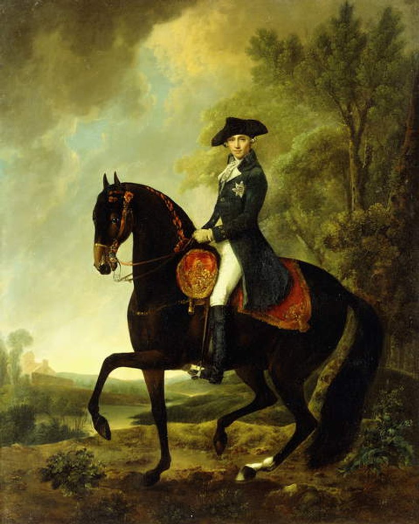 Detail of Portrait of a Nobleman, small full-length on Horseback by David Morier