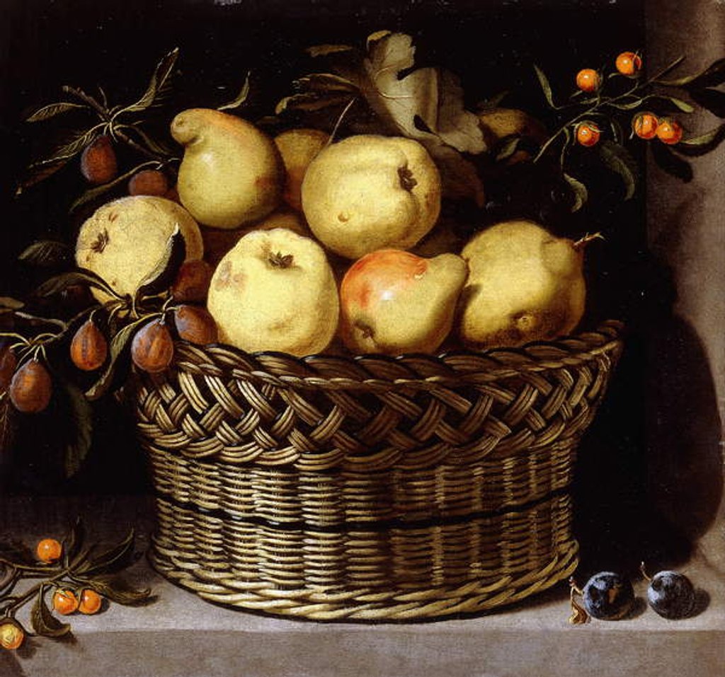 Detail of A Wicker Basket with Fruit on a Stone Ledge by Juan van der Hamen y Leon