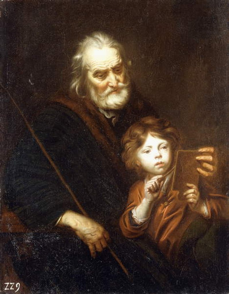 Detail of A Schoolmaster Teaching a Boy to Draw by Jacob Potma