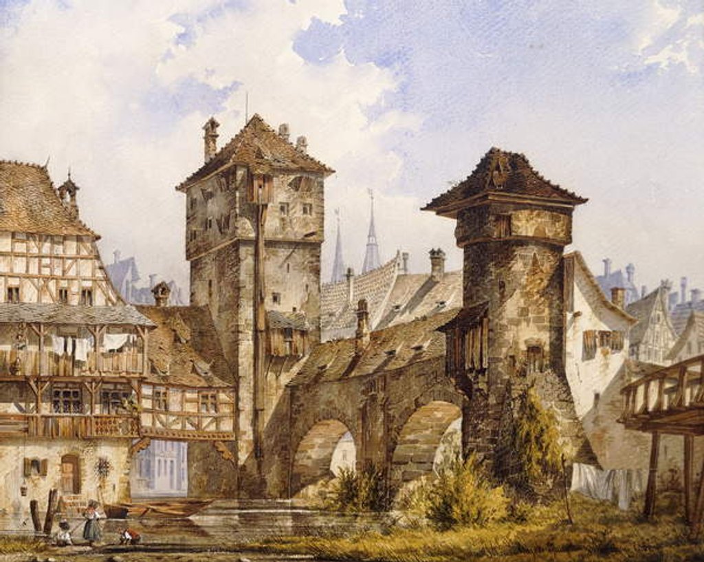 Detail of A View of Nurnberg, 1856 by Angelo Quaglio