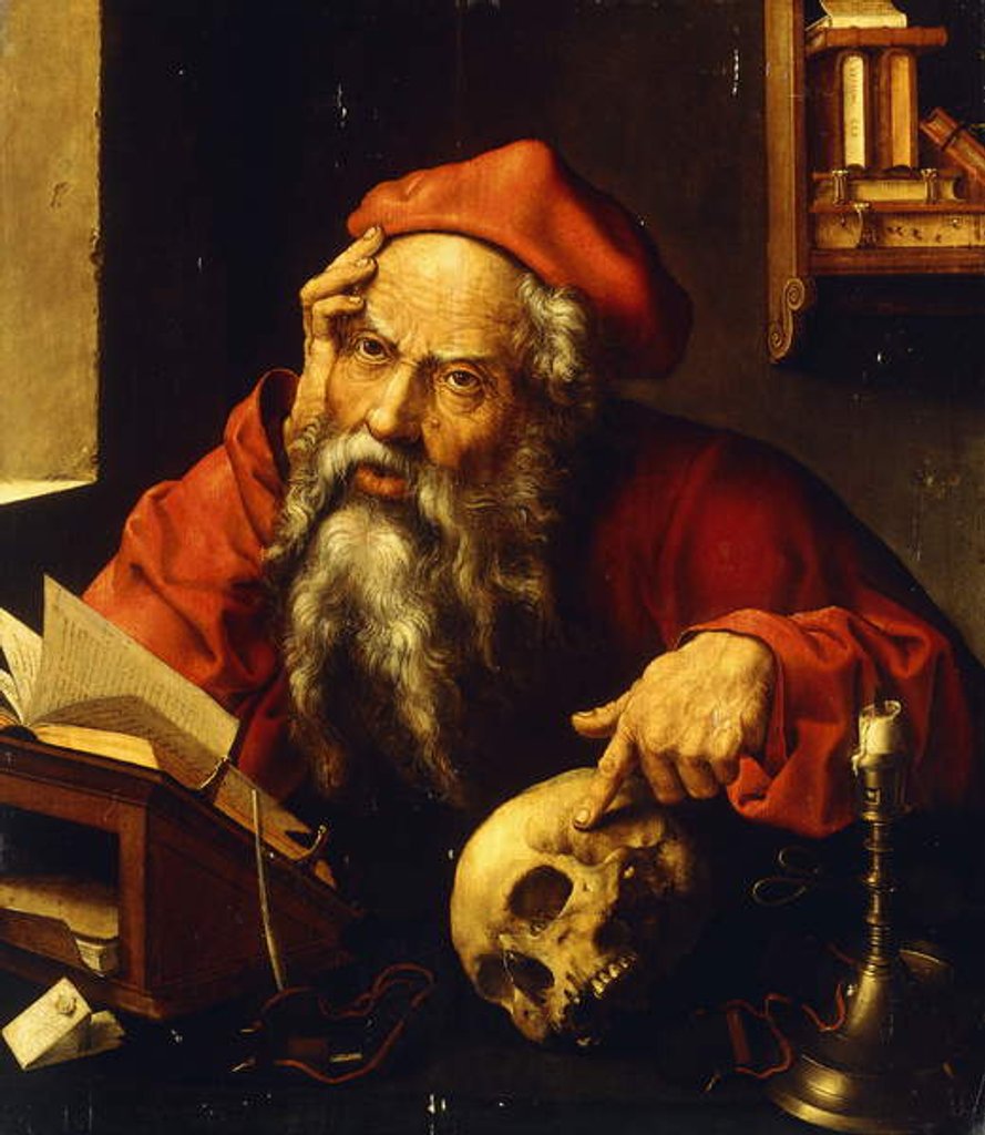 Detail of Saint Jerome by Joos van (attr. to) Cleve