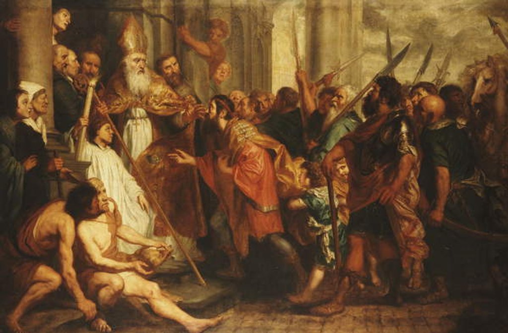 Detail of Saint Ambrose, Bishop of Milan, Refusing Emperor Theodosius Admission to Milan Cathedral by Theodor Boeyermans