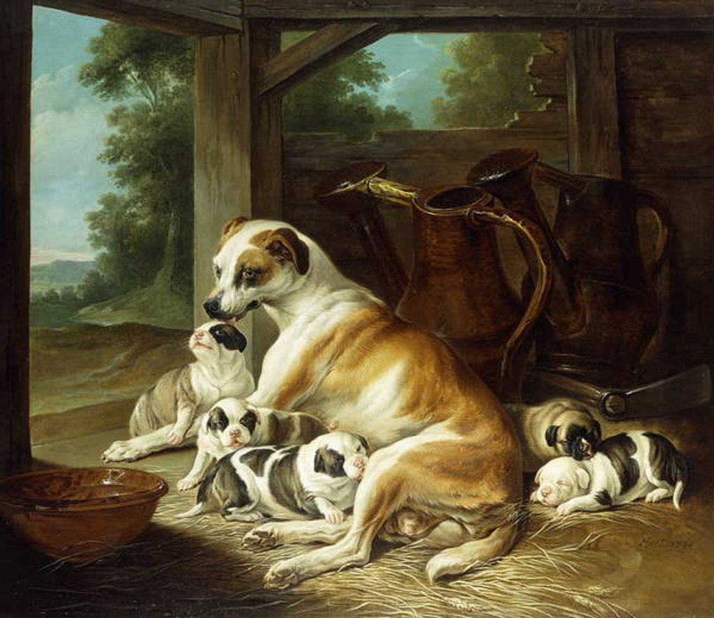 Detail of A Mother with her Puppies, 1734 by Christophe Huet