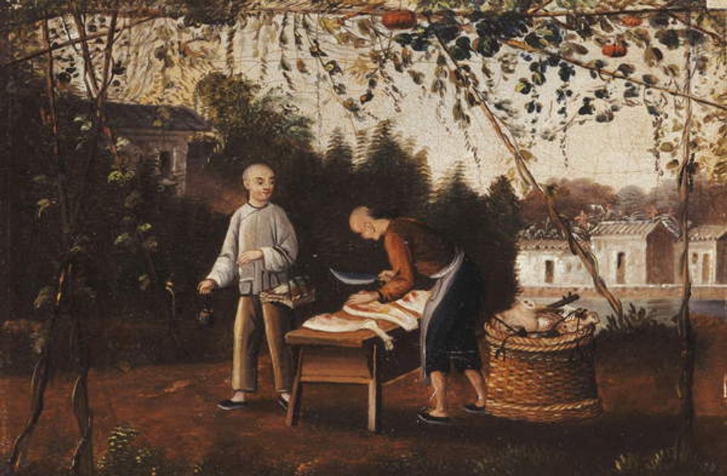 Detail of A Chinese Butcher and a Chinese Grocer by School Chinese