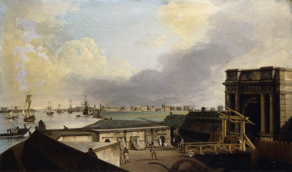 Detail of A View of Calcutta taken from Fort William by William Hodges