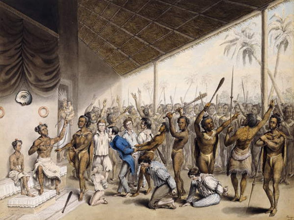 Detail of A Native Chief Ordering Europeans to be Put to Death, 1817 by C. Bray