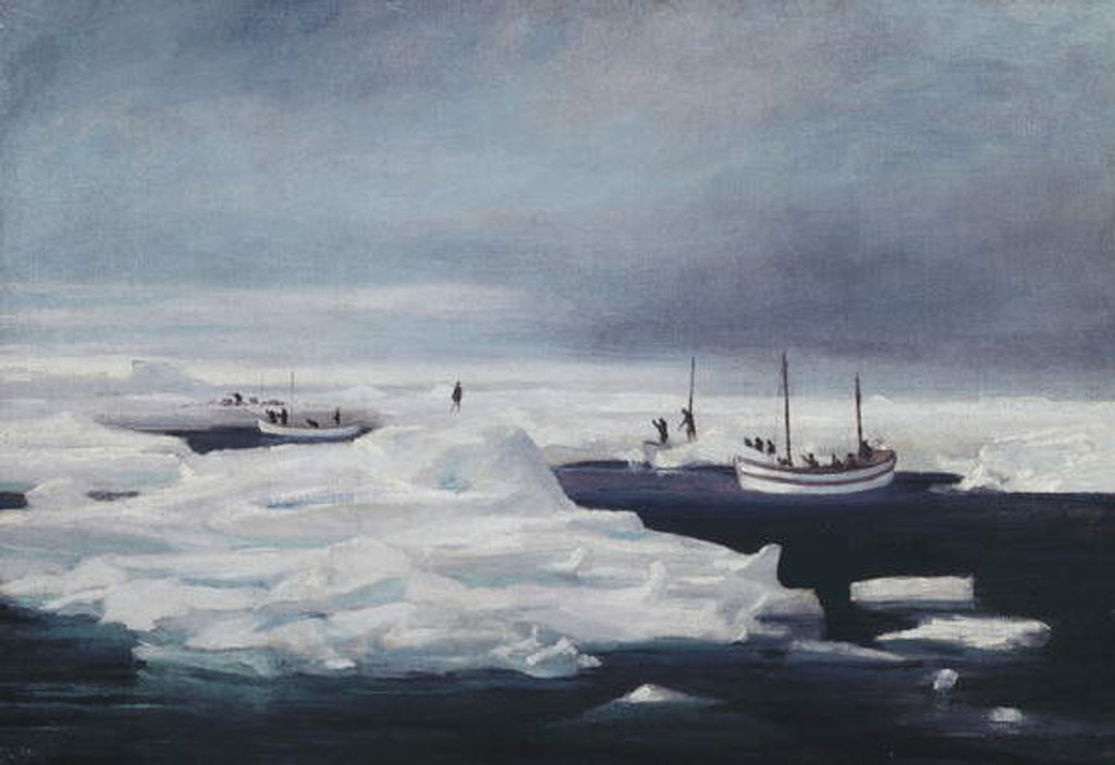 Detail of The James Caird, Dudley Docker and Stancomb Wills Moored to the Ice-floe in the Weddell Sea, April 1916, 1916 by George Marston