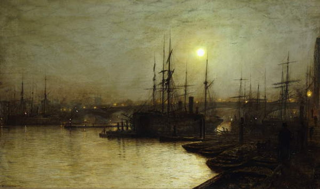 Detail of Night Toil, Billingsgate Wharf by John Atkinson Grimshaw