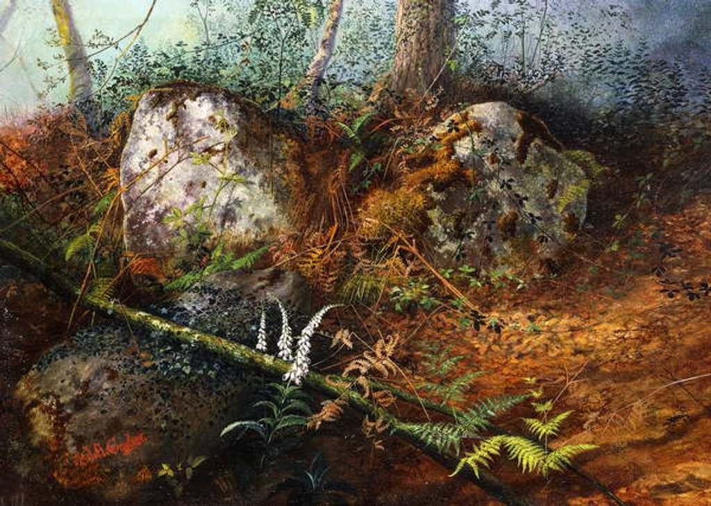 Detail of Newlay Wood, 1861 by John Atkinson Grimshaw