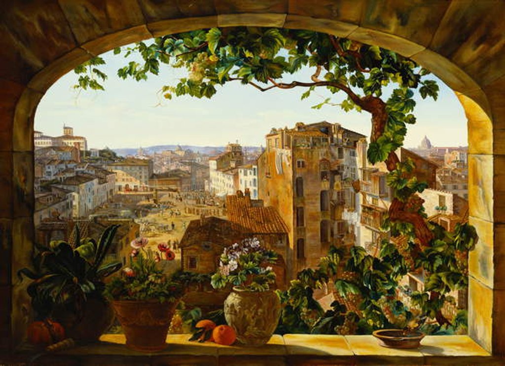 Detail of Piazza Barberini, Rome, 1830 by Karl von Bergen