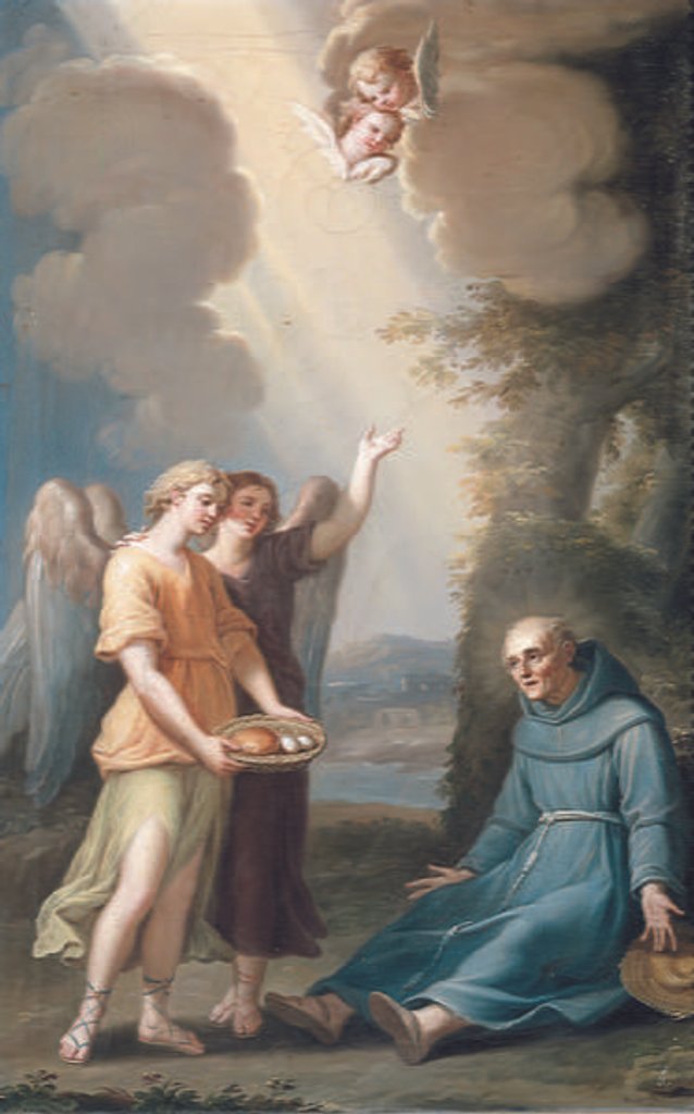 Detail of Saint Sebastian of Aparicio Receiving Food from Angels, late 18th century by Spanish School