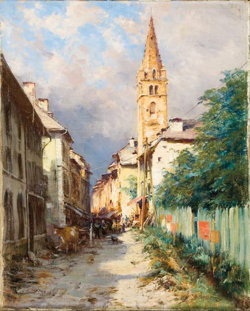 Detail of Street in Barcelonette by Charles Alexandre Bertier