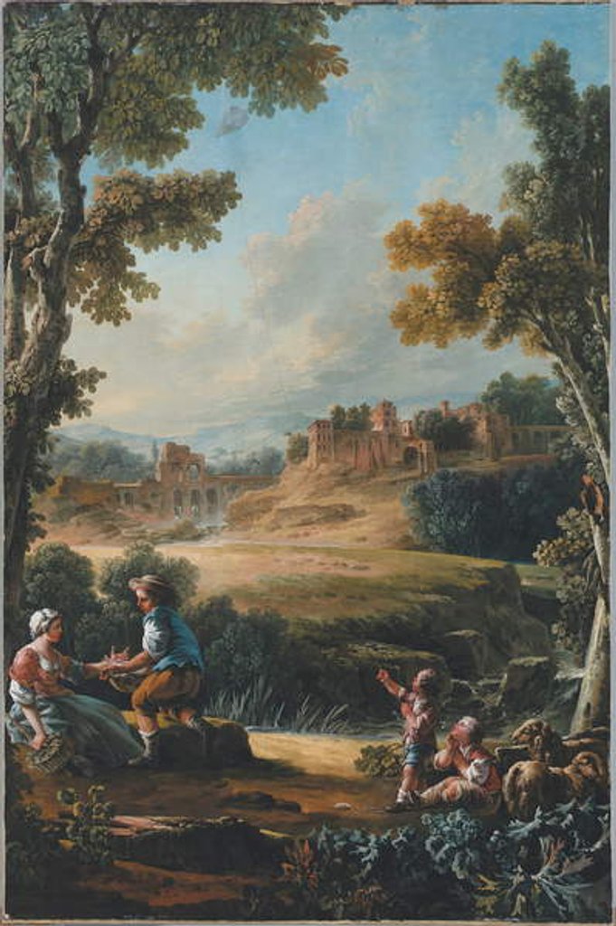 Detail of The Kite by Jean-Baptiste Huet