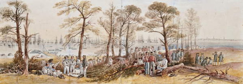 Detail of The Officers and Seamen of the Fleet on Shore at Nargen, 1855 by John Wilson Carmichael