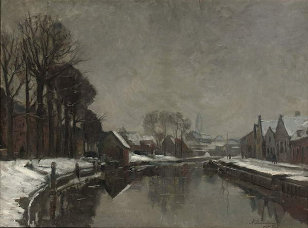 Detail of A Belgian Town in Winter, 1912 by Albert Baertsoen