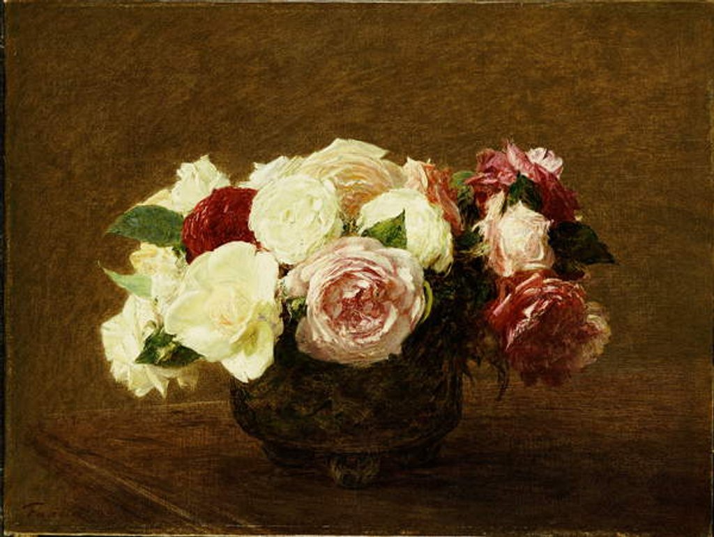 Detail of Roses, 1894 by Ignace Henri Jean Fantin-Latour