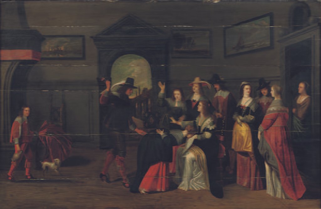 Detail of Elegant company playing the game of La Main Chaude in an interior by Christoffel Jacobsz van der Lamen