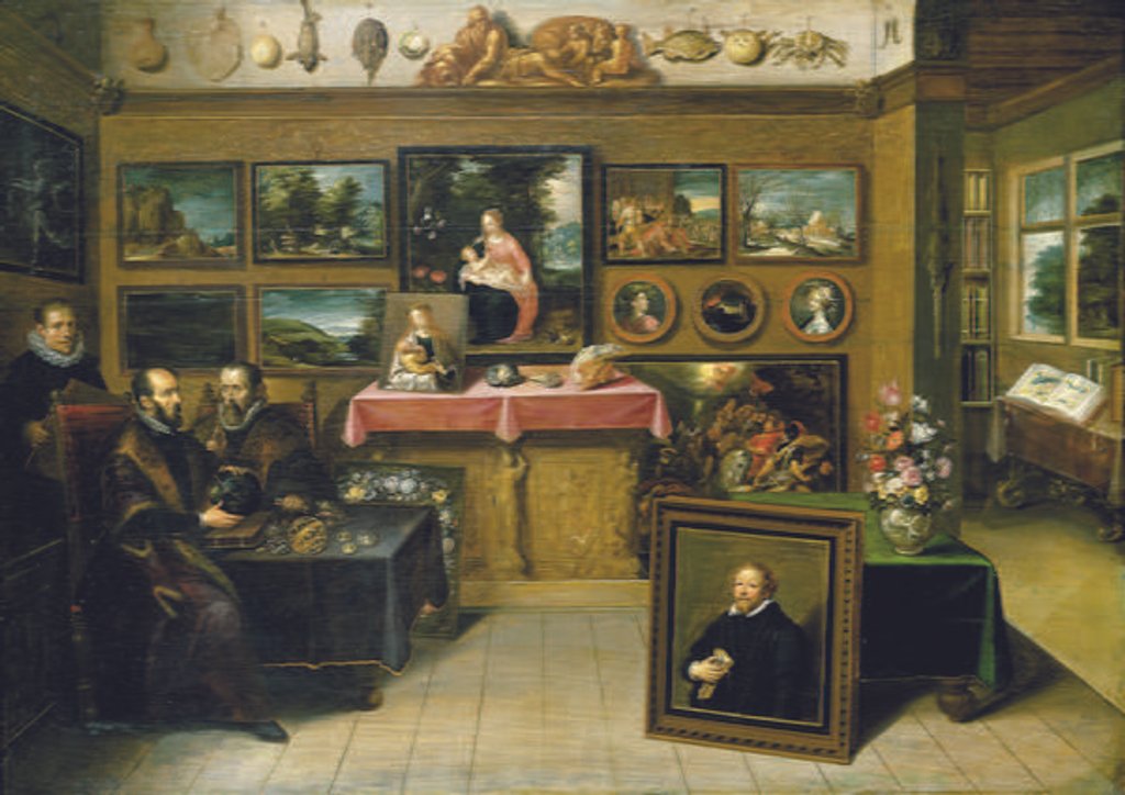 Detail of A collector's cabient with Abraham Ortelius and Justus Lipsius, 1618 by Frans II the Younger Francken