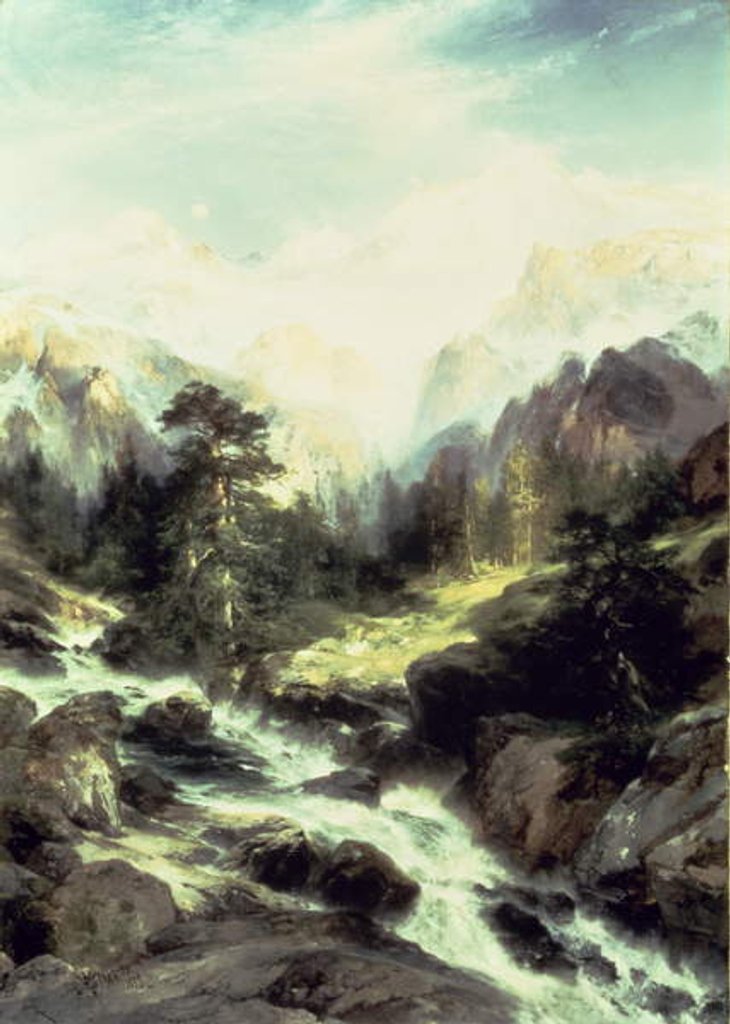 Detail of In the Teton Range, 1899 by Thomas Moran