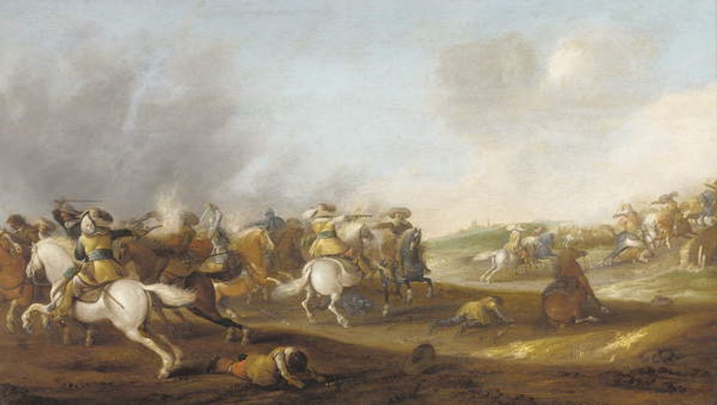 Detail of A cavalry skirmish by Palamedes Palamedesz
