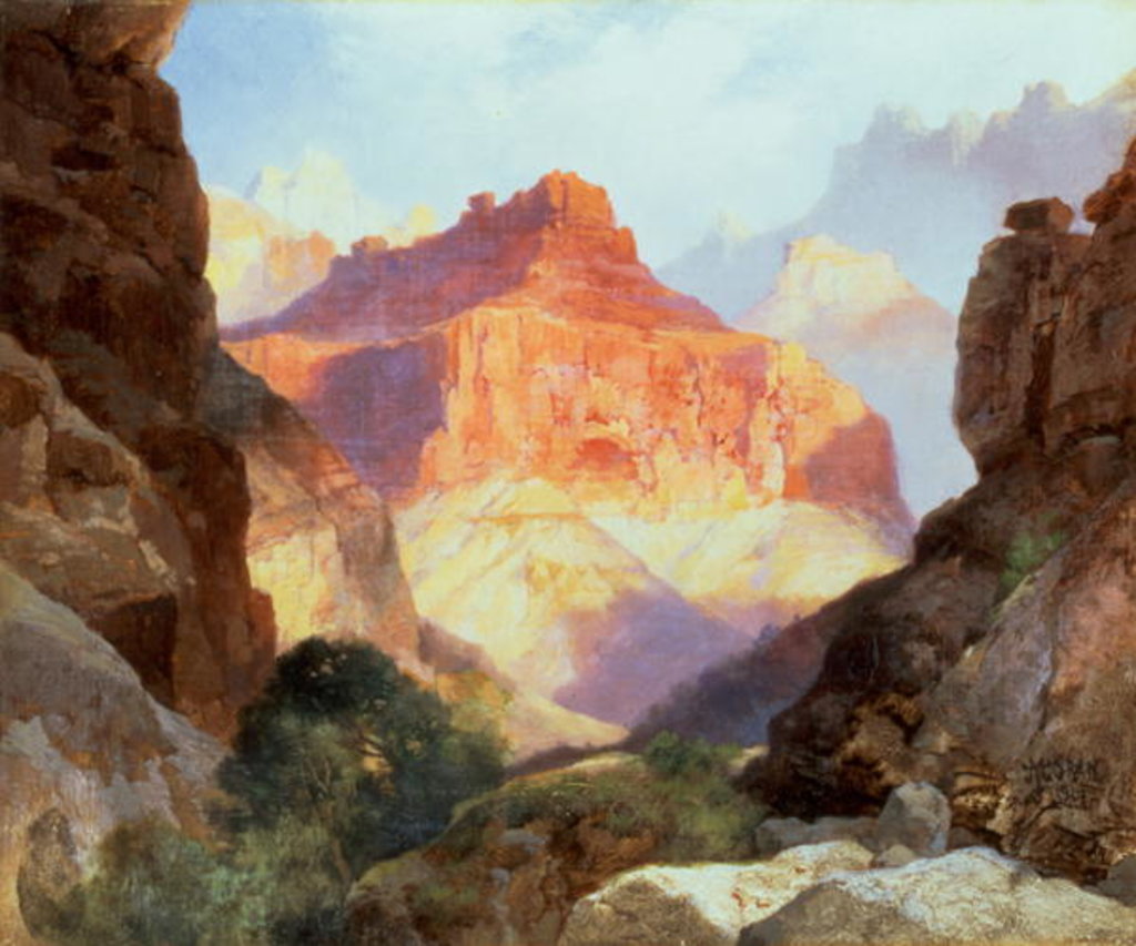 Detail of Under the Red Wall, Grand Canyon of Arizona, 1917 by Thomas Moran