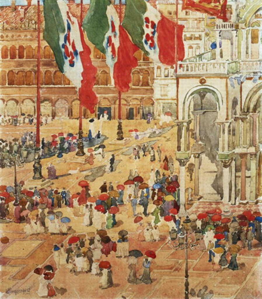 Detail of The Piazza of St. Marks, Venice by Maurice Brazil Prendergast
