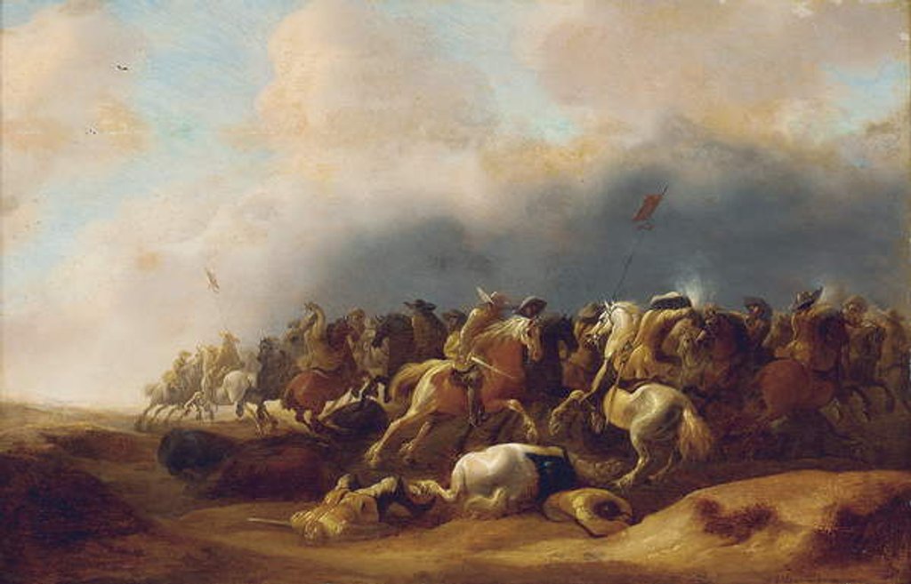 Detail of A cavalry engagement by Palamedes Palamedesz