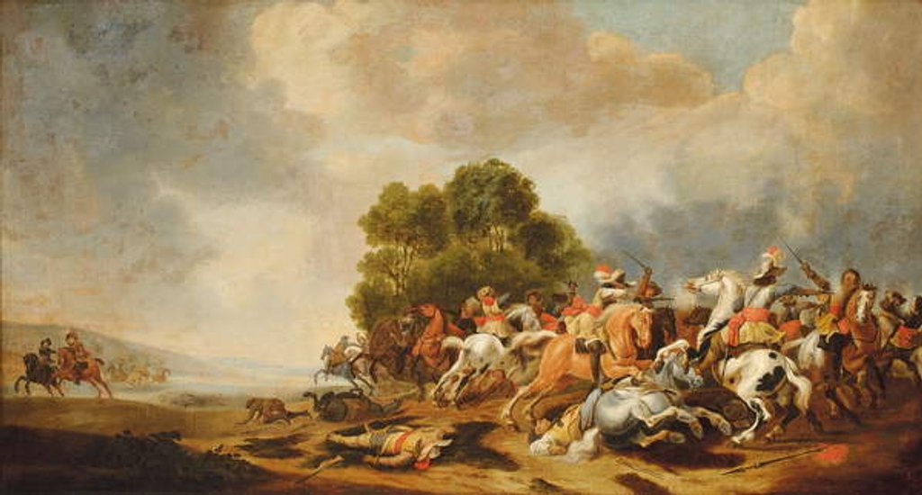 Detail of A cavalry skirmish by Palamedes Palamedesz