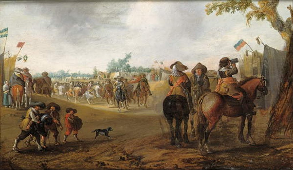 Detail of A military encampment with cavalrymen by Palamedes Palamedesz