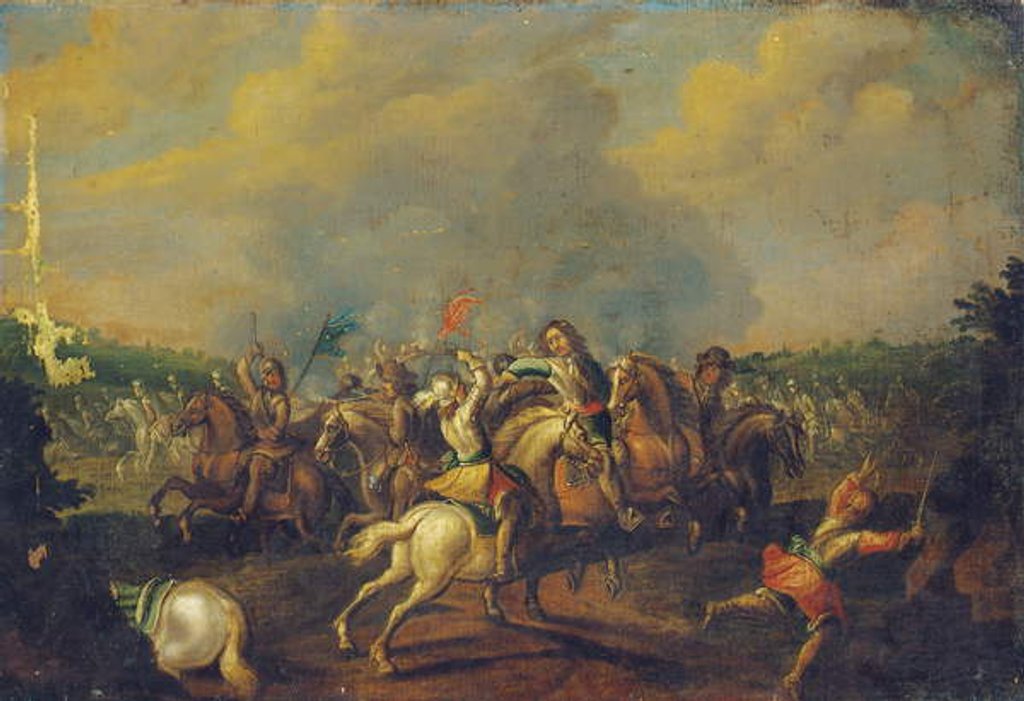 Detail of A cavalry skirmish by Palamedes Palamedesz