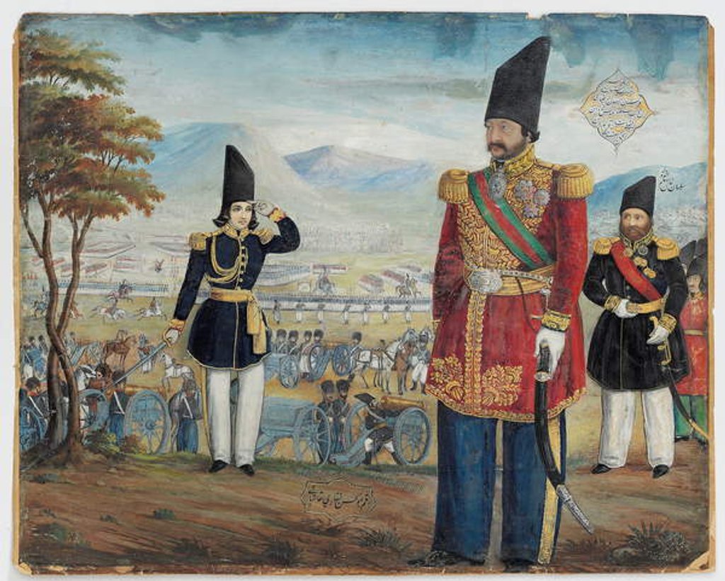 Detail of Ardeshir Mirza and Sulayman Khan Saham Al-Dowleh review their troops, 1850-51 by Abu'l Hassan Ghaffari