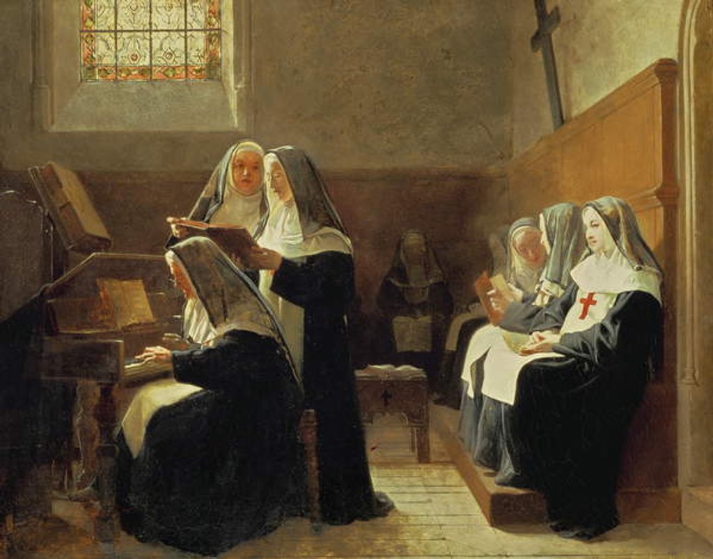 Detail of The Convent Choir, 1865 by Jean or Jehan Georges Vibert