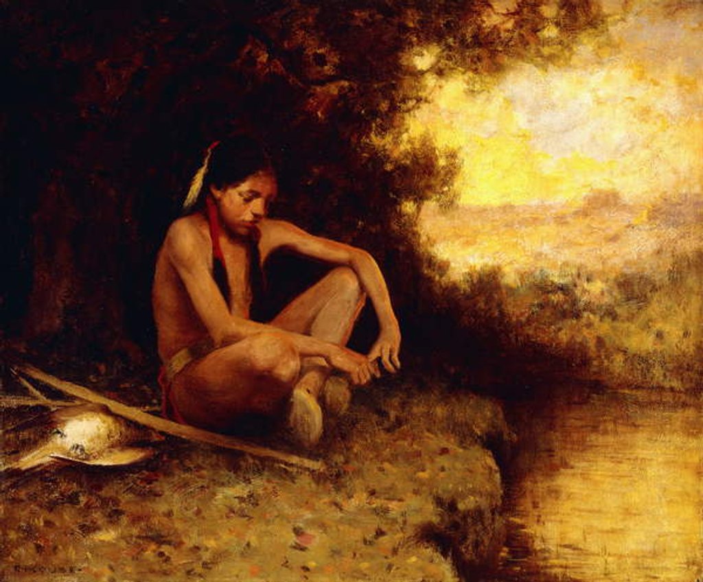 Detail of Young Hunter by a Stream by Eanger Irving Couse