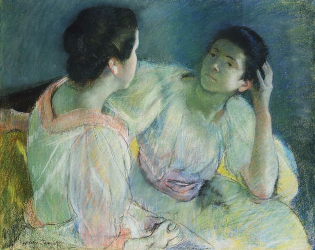 Detail of The Conversation, 1860 by Mary Stevenson Cassatt