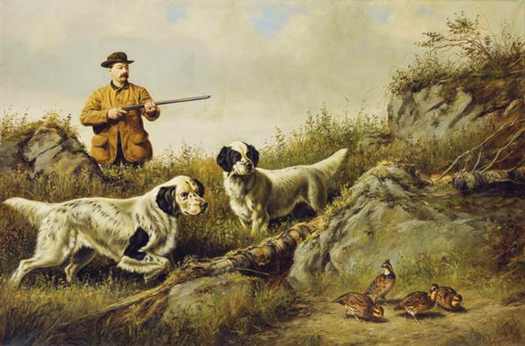 Detail of Amos F. Adams Shooting Over Gus Bondher and Son, Count Bondher, 1887 by Arthur Fitzwilliam Tait