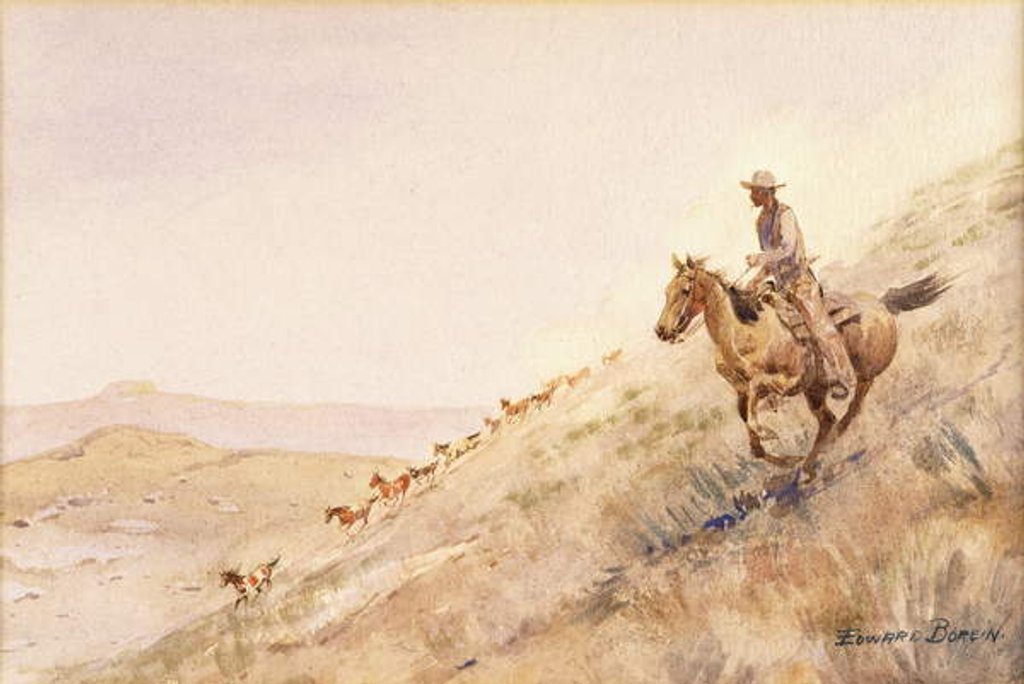 Detail of Rounding Up Horses by Edward Borein