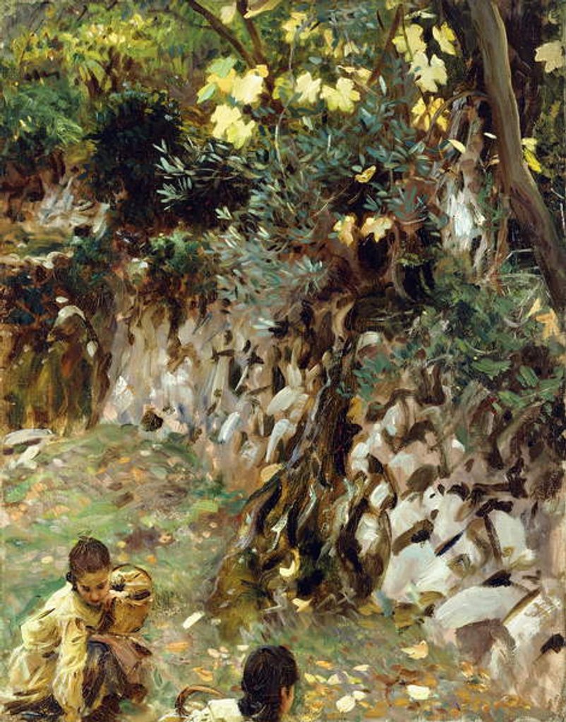 Detail of Girls Gathering Blossoms, Valdemosa, Majorca by John Singer Sargent