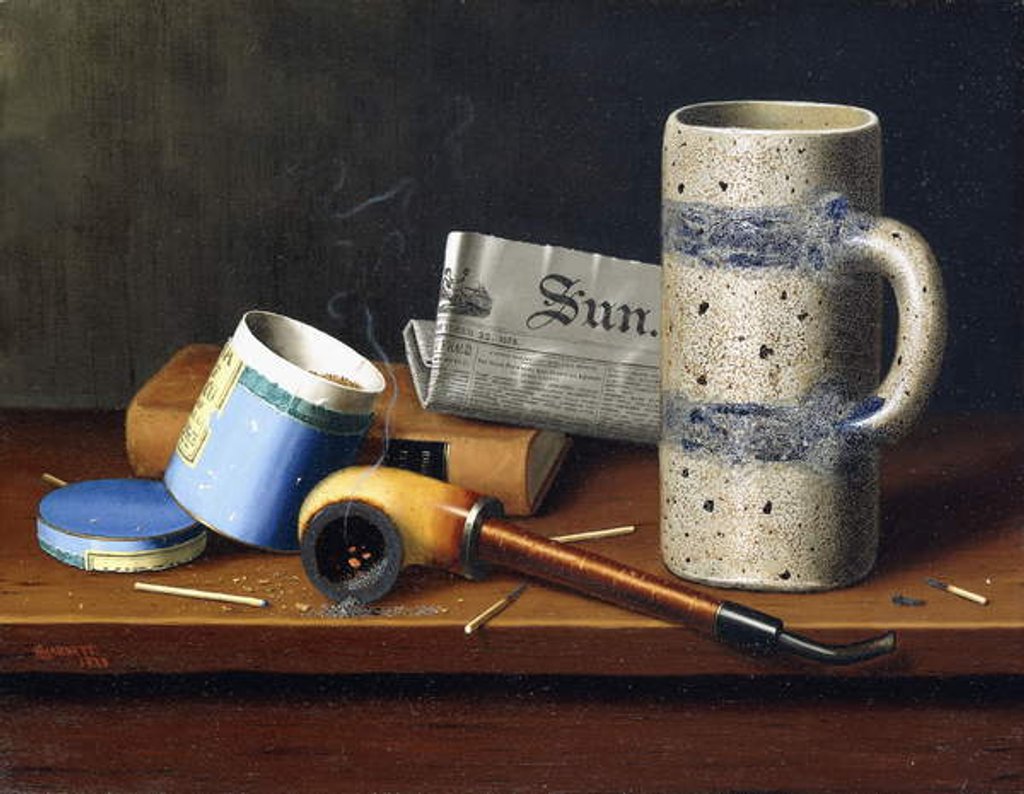 Detail of Still-life with Blue Tobacco Box, 1878 by William Michael Harnett
