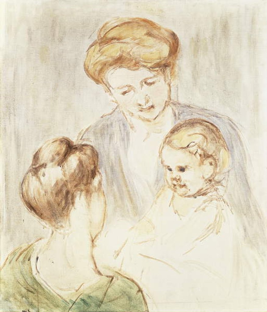 Detail of Smiling Baby with Two Girls by Mary Stevenson Cassatt