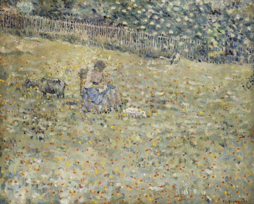 Detail of Woman and Goat by Frederick Carl Frieseke