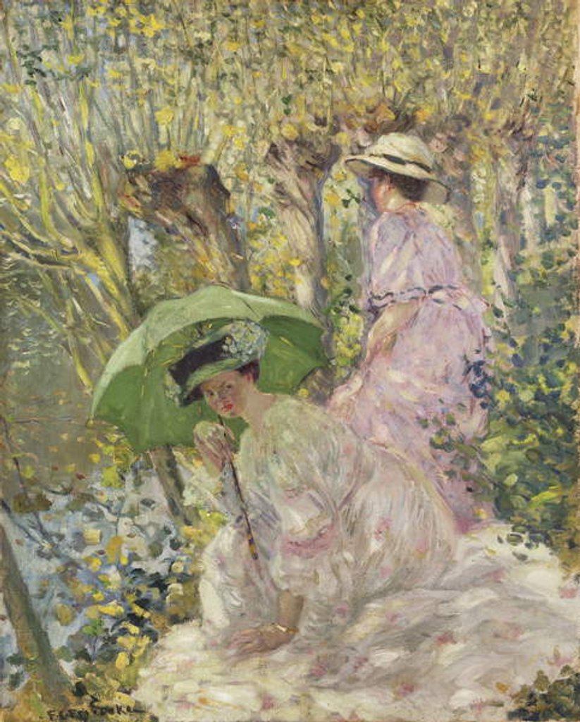 Detail of Two Young Girls in a Garden, c.1911 by Frederick Carl Frieseke