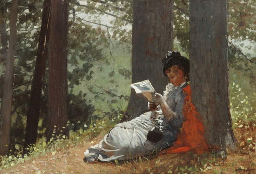 Detail of Girl Reading Under an Oak Tree, 1879 by Winslow Homer